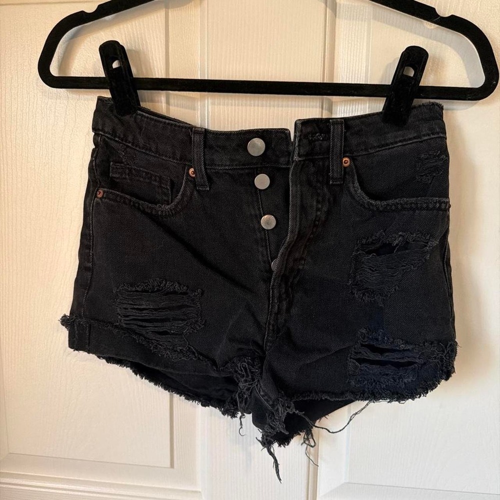 Black jean shorts